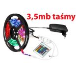 Zestaw taśma 30 led smd 5050 RGB 3,5m + Zasilacz wtyczkowy led + kontroler rgb IR hurtownia led Premium Lux